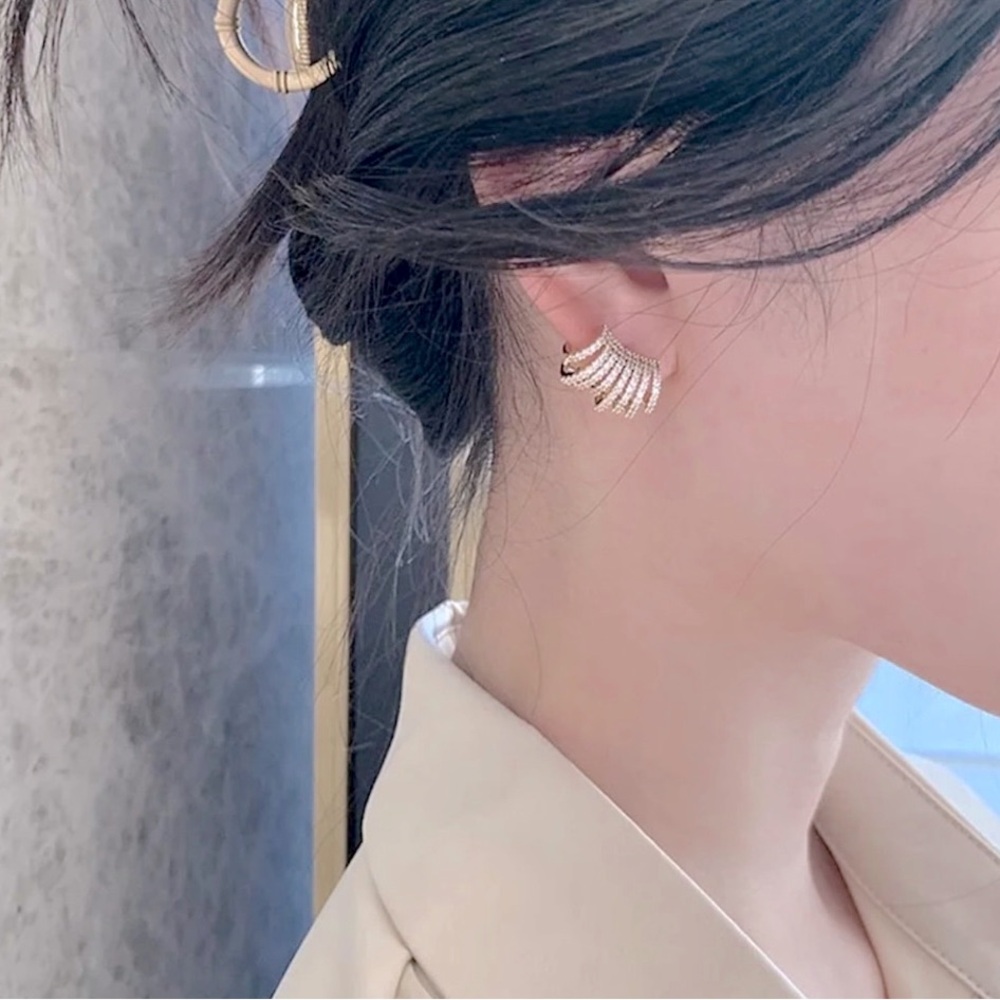 “Golden Hour” mini Hoop Diamond Sterling Silver Stud Luxury Formal Cute Earrings